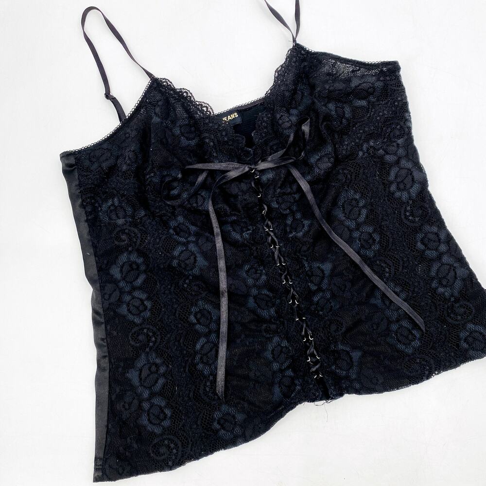 Guess Jeans Y2K Black Lace Lace up Cami
